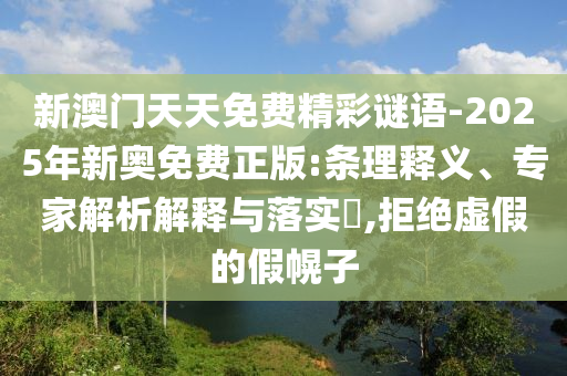 新澳門天天免費精彩謎語-2025年新奧免費正版:條理釋義、專家解析解釋與落實?,拒絕虛假的假幌子